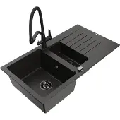 Mexen Matias Granitspüle 1,5 Becken Schwarz/Gold