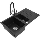 Mexen Matias 1,5-Becken Granitspüle Set, Schwarz