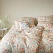 Elegante Seiden Satin Bettwäsche Gentle creme 160x210 cm + 65x100 cm - bunt