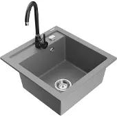 Mexen Vito 1-Becken-Granit-Spüle mit Mischbatterie Telma, Grau - 6503-71-670200-70