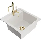 Mexen Vito 1-Becken-Granit-Spüle mit Mischbatterie Carla, Weiß - 6503-20-670700-50