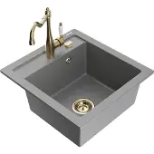 Mexen Vito 1-Becken-Granit-Spüle mit Mischbatterie Carla, Grau - 6503-71-670700-50