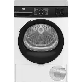 Beko BM3T39230W, Freistehend, Frontlader, Wärmepumpe, Schwarz, Weiß, Tasten, Drehregler, Rechts