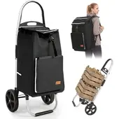Sekey Einkaufstrolley mit Kühlfach Aluminium Rahmen 50L Rucksack Schwarz