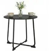 Outsunny Beistelltisch Rund Balkontisch aus Metall für Garten 50x50x45,5cm