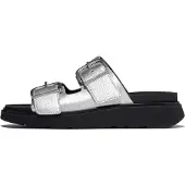 FitFlop für Damen. A2T-011 Gen-FF Schnallen-Sandalen aus silbernem Leder (36), 1 bis 3 cm, Keine, Lässig