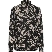 Kaffe Langarmbluse "Damen Bluse langarm KAamber", Damen, Gr. 38, schwarz (schwarz gray graphic), Obermaterial: 100% Viskose LENZING ECOVERO CV LenzEcov., Blusen Langarmbluse