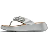 Original Brands FitFlop F-Mode Ultra-Jewel Leather Toe-Post Sandals SILBER 40