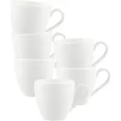 Villeroy & Boch Vorteilset 6 Stück Anmut Mokka-/Espressoobertasse Premium Bone Porcelain weiß 1045451420