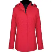 Kariban Damen Parka Winter Jacke Stepp Mantel Steppjacke Langejacke, Größe:3XL, Farbe:Rot