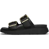 FitFlop Damen Gen-FF Schnallen-Zwei-Riemen-Leder-Pantoletten Black SS26-Schuhgröße 41