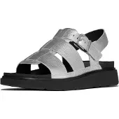 FitFlop Sandalen Gen-FF Tumbled-Leather Fisherman Sandals Damen Silver / Black-Schuhgröße 36