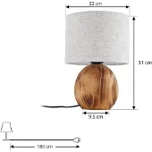 LINDBY Mayumi Tischleuchte Holz/Grau - , Mayumi, Holz, für Wohnzimmer, Holz, Skandinavisch