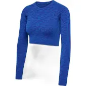 Hummel Mt Leo Cropped Seamless Langarm-t-shirt Blau L Frau Blau L