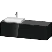 Duravit L-Cube Konsolenwaschtischunterbau wandhängend, inklusive Konsolenplatte, 4 Auszüge, Becken links, 1620x482x550mm, LC4871L40400000, Farbe: Schwarz Hochglanz Lack