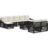 vidaXL Gartensofa-set 10 pcs Schwarz Poly-Rattan
