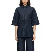 Comma Jeansbluse mit Bindegürtel