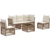 vidaXL Gartensofa-set 6 pcs Beige Poly-Rattan