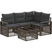 vidaXL Gartensofa-set 5 pcs Grau Poly-Rattan
