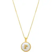 Luxenter -Halskette aus weißem Perlmutt in 18 Karat Gelbgold - Alphabet