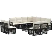 vidaXL Gartensofa-set 12 stk. Schwarz Poly-Rattan
