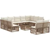 vidaXL Gartensofa-set 12 pcs Beige Poly-Rattan