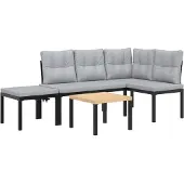vidaXL Gartenbank-Set 4-tlg. Schwarz Pulverbeschichteter Stahl