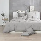 Enrico Coss Bettwäsche Stonewashed 200x200 cm + 2x 80x80 cm | kitt - grau