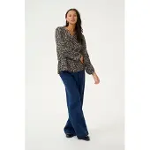 Kaffe Langarm-Bluse Loose fit Black/Elephant Graphic lines black