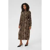 Kaffe Midikleid "Damen Kleid KAhannah", Damen, Gr. 38, N-Gr, beige (naturel leopard print), Obermaterial: 80% Viskose CV. 20% Polyamid PA., Kleider Midikleid