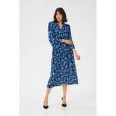Kaffe Midikleid "Damen Kleid KAamber", Damen, Gr. 40, N-Gr, blau (midnight m., ebb, flow flower), Obermaterial: 100% Viskose LENZING ECOVERO CV LenzEcov., Kleider Midikleid