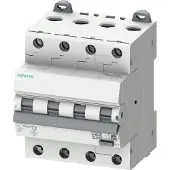 Siemens FI/LS 4P 4TE 6kA Typ A 30mA C16, Residual-current device with overcurrent protection (RCBO), 6 A, IP20, 400 V