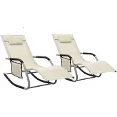 vidaXL Möbel Sonnenliegen 2 Stk. Textilene Creme und Grau - Gartenliegen 310510