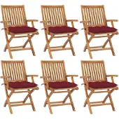 vidaXL Klappstühle mit Kissen, 6-teilig, Massivholz Teakholz