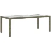 Furnicato Gartentisch Grau 190x90x75 Cm Hartglas Und Poly Rattan