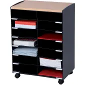 PaperFlow Rollwagen 9 Fächer grau / buche