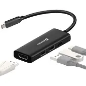 Swissten , USB-C Hub 4-in-1: HDMI 4K, USB-C 100W Ladefunktion und USB, Schwarz