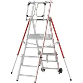 Hymer Plattformleiter - Leiterlänge 2.060 mm - höhenverstellbar - Plattform mit Geländer - mit Ablageschale - Aluleiter