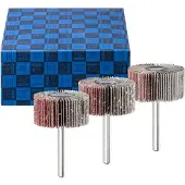 PFERD TOOLS Fächerschleifer-Set 3-tlg. Korund Ø 40x20mm Schaft-Ø 6 mm A60, 80,120 für Feinschliff und Finish