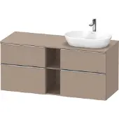 Duravit D-Neo Konsolenwaschtischunterbau wandhängend (Ausschnitt rechts), 1400x664x550mm, 2 Auszüge, 2 Schubkästen, 2 offene Fächer, mit Griff Edelstahl gebürstet, DE4970R70750000