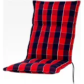 Markenlos Auflage Mittellehner Florence rot-blau kariert Sitzpolster 110x50x8 cm