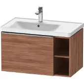 Duravit D-Neo Waschtischunterbau wandhängend, 784x440x452mm, 1 Auszug, 1 offenes Fach seitlich rechts, mit Griff Edelstahl gebürstet, DE4258070790000, Farbe: Nussbaum Matt Dekor