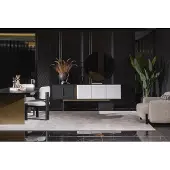 AEA Elegantes Weißes 2-teiliges Esszimmer Set mit Sideboard und Spiegel