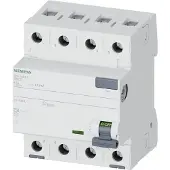Siemens 5SV4444-0 FI-Schutzschalter, 4-polig, Typ AC, In: 40 A, 100 mA, Un AC: 400 V 5SV44440