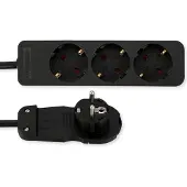 REV Steckdosenleiste - 3-Fach, mit Flachstecker, 2m Kabel, schwarz