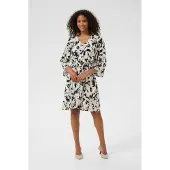Kaffe Midikleid "Damen Kleid KApedra", Damen, Gr. 42, N-Gr, beige (beige, schwarz, peach blurry leaf), Obermaterial: 50% Viskose CV. 50% Viskose LENZING ECOVERO CV LenzEcov., Kleider Midikleid