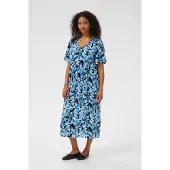 Kaffe Midikleid "Damen Kleid KAjessi", Damen, Gr. 38, N-Gr, blau (blau graphic flower), Obermaterial: 100% Viskose LENZING ECOVERO CV LenzEcov., Kleider Midikleid