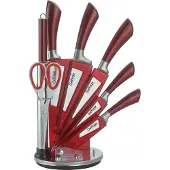 Cheffinger 8-teiliges Profi Messer-Set Messerblock sehr hochwertiges Selbstschärfen Messer Küchenmesser Set Kochmesser Edelstahl in Rot