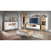 AEA Modern Holzmöbel TV-Lowboard Wohnzimmer Vitrine Komplett Set Wohnwand 6tlg