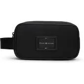 Tommy Hilfiger Kulturbeutel "TH FOUNDATION WASHBAG", Gr. B/H/T: 23cm x 13cm x 10cm, schwarz, Textil, Taschen Kulturbeutel, Unisex Kulturbeutel, Minibag, Waschbeutel mit Logoschriftzug